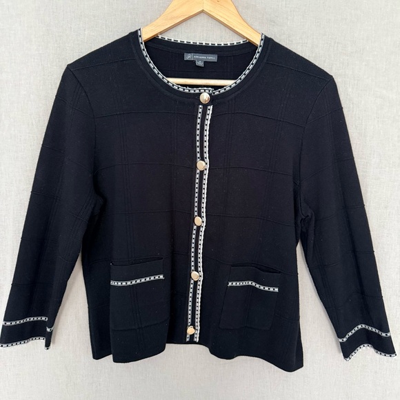 Adrianna Papell | Lady Jacket | Black with White Trim - Picture 7 of 8